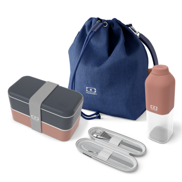 Set porta pranzo Original Made in France blu/rosa