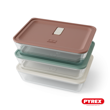 Lot de 3 boites de conservation en verre Prep - Coloris au choix
