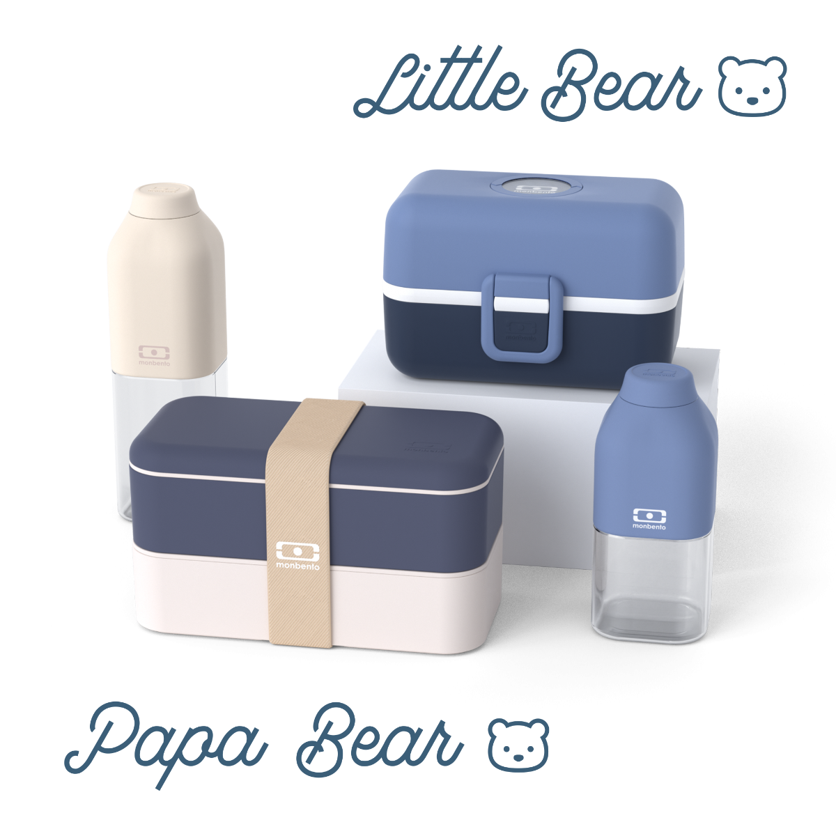 Lunchbox günstig Kaufen-Set Lunchboxen Eltern-Kind "Papa Bear/ Little Bear" blau. Set Lunchboxen Eltern-Kind "Papa Bear/ Little Bear" blau <![CDATA[Diese Geschenke für Papa besteht aus : - 1 MB Original blau Natural 