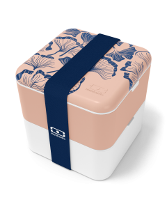 Auslaufsicher Lunchbox Perfekt für Büro/Meal Prep/Schule BPA Frei Grau MONBENTO Gross Bento Box MB Square Coton mit Fächer Made in France Lebensmittelecht