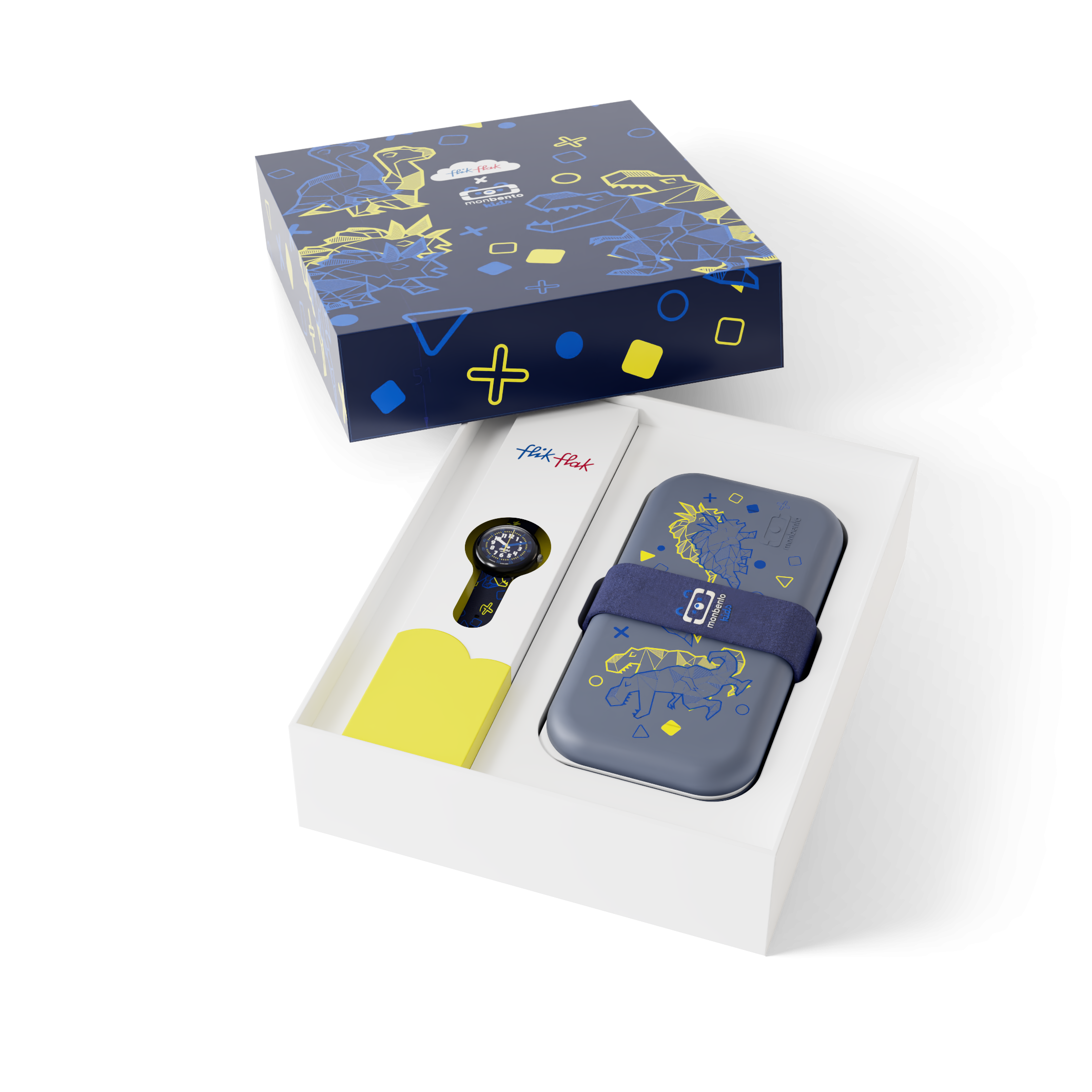 ファミチキ flk042119 Gift box Flik Flak x monbento DINO DINER - Kids Watch + Lunch Box