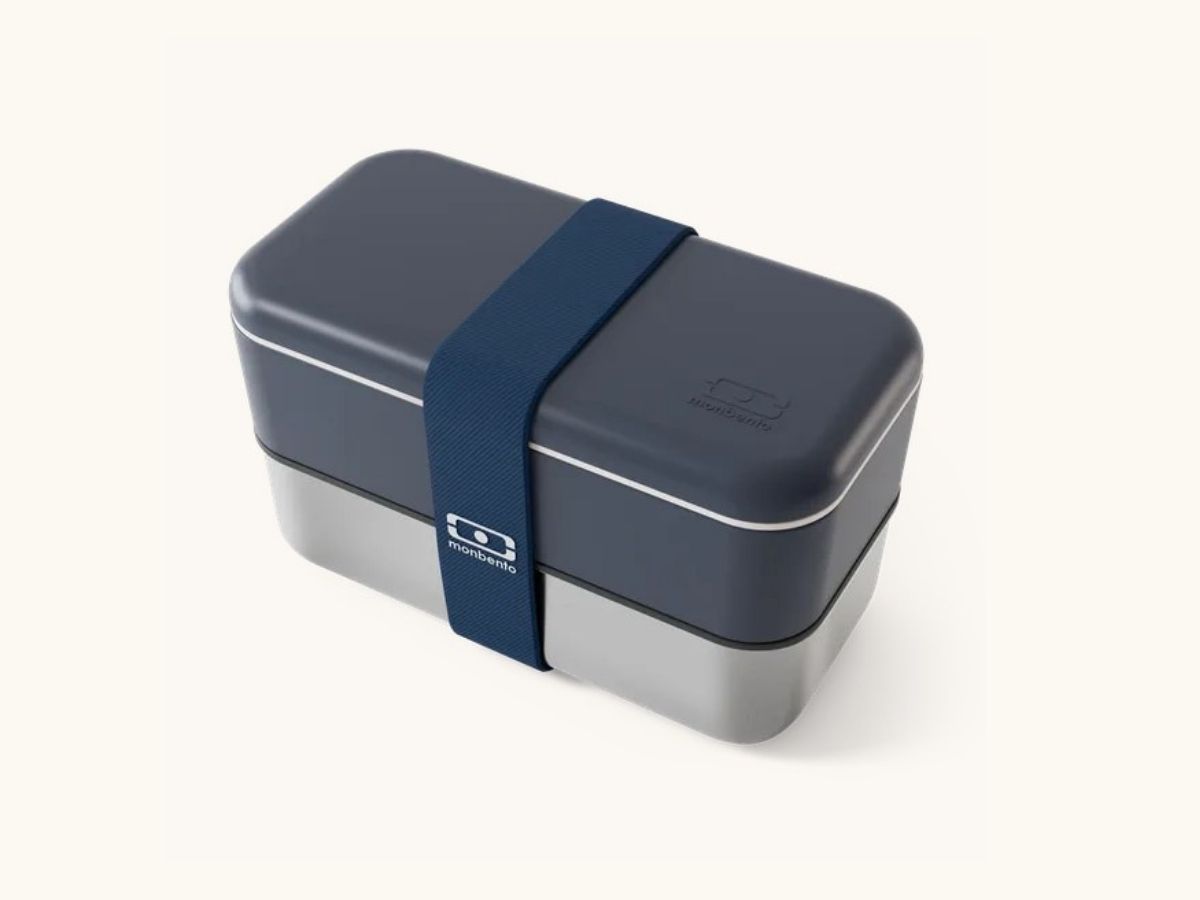 Lunch box MB Sense Original monbento, couvercle bleu marine et base en inox